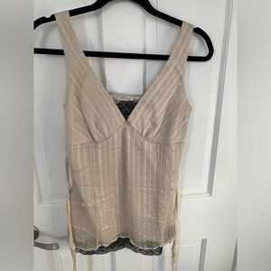 White House Black Market Ivory Striped Tank